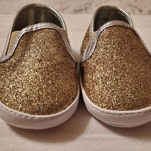Stuart Weitzman Baby Clara Gold Sneakers Sz 1